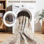5x7 Washable Area Rug: Vintage Neutral Soft Non Slip Thin Large Floor Carpet - Image 6