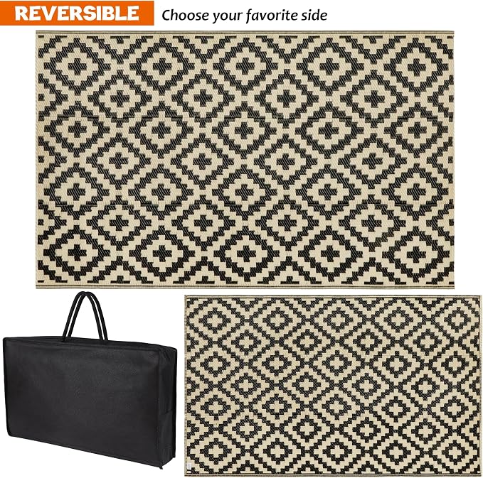 SAND MINE Reversible Mats, Plastic Straw Rug, Modern Area Rug, Large Floor Mat - Image 4