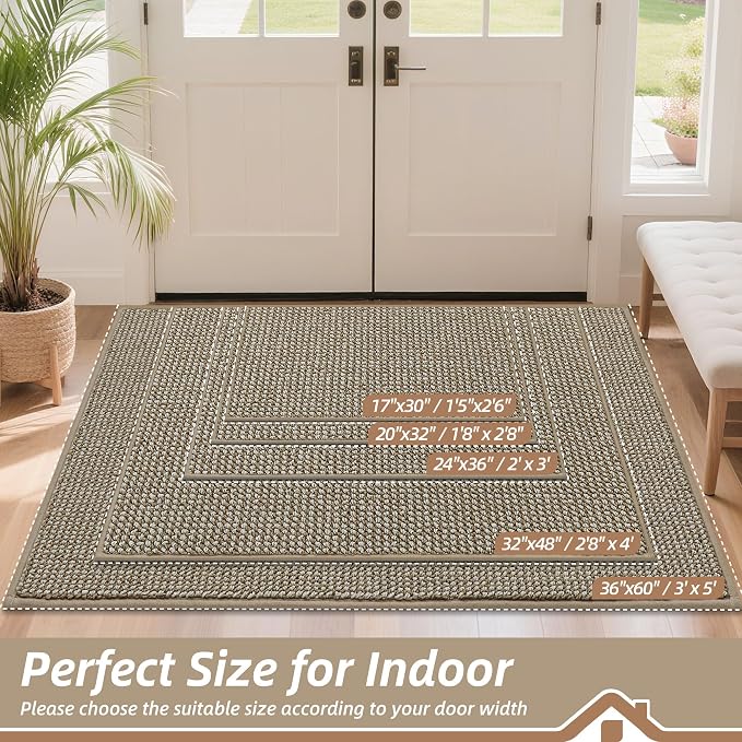 BEQHAUSE Dirt Trapper Door Mat 24" x 36", Non-Slip Washable Doormats Entrance - Image 2