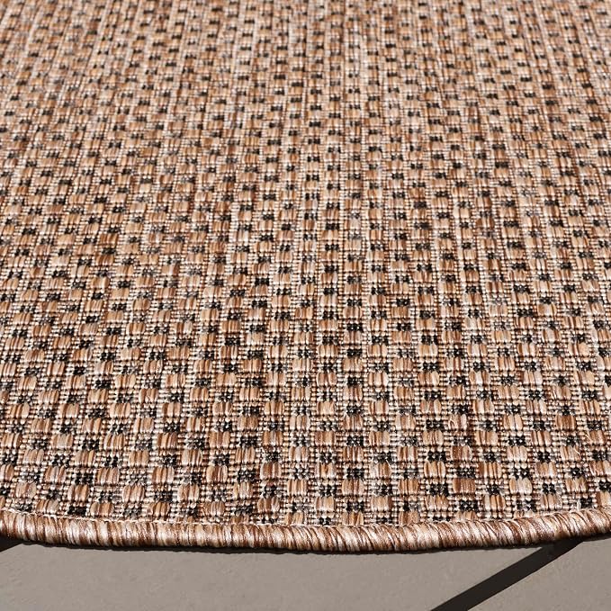 SAFAVIEH Courtyard Collection 7'1" Round Natural/Black CY8521 Indoor/ Outside - Image 5