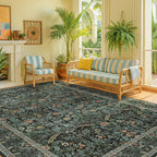 Boho 8x10 Rugs for Living Room, Dark Green Moody Washable Area Rugs for Bedroom - Image 9