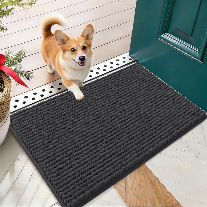 OLANLY Dog Door Mat for Muddy Paws 24x16, Ultra Absorbent Chenille Mud Doormat by OLANLY