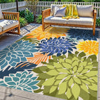 4x6 Washable Rug for Living Room Tropical Botanical Modern Floral Chenille Area by ArenaRug