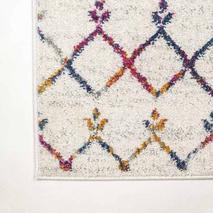 JONATHAN Y Boho Vintage Diamond Cream/Multi Runner Rug 2X8 ft, Moroccan Hype - Image 4