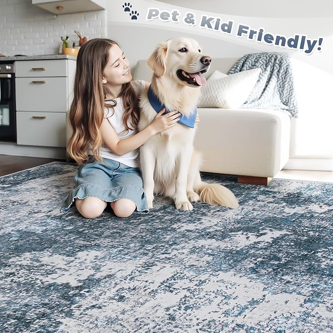 pmtsns Area Rugs 9x12 for Living Room: Washable Rug Modern Abstract Neutral - Image 5