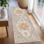 Washable Area Rug 2'6'' x 8' Vintage Traditional Persian Mat - Image 3