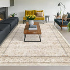 Hazo Haus Washable Ivory Beige Living Room Rug, 8x12 Non Slip Area Rugs - Image 3