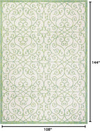 JONATHAN Y Vintage Filigree Indoor Outdoor Area Rug 9X12 Cream/Green, Madrid - Image 2