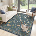 Soalmost Cat 4x6 Area Rugs, Machine Washable Animal Floral Accent Rug Non-Slip - Image 3