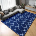 ONASAR 5x7 Area Rugs for Living Room Bedroom, Fluffy Navy Blue and White Throw by ONASAR