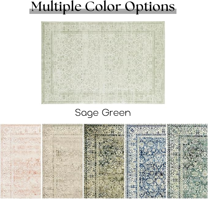 Sage Green Boho Front Door Mat for Indoor Entrance Washable Non Slip Cute - Image 6
