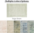 Sage Green Area Rug for Bedroom Neutral Boho Farmhouse Floral Distressed Design - Image 6