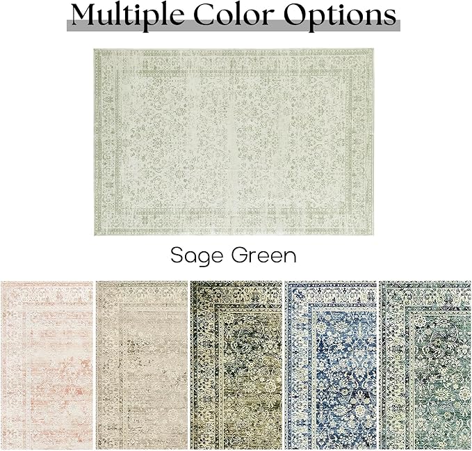 Sage Green Area Rugs 9x12 Living Room No Slip Stain Resistant Large Area Rug - Image 6
