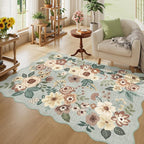 DUKINO 4x6 Area Rug, Floral Non-Slip Indoor Washable Rug by DUKINO