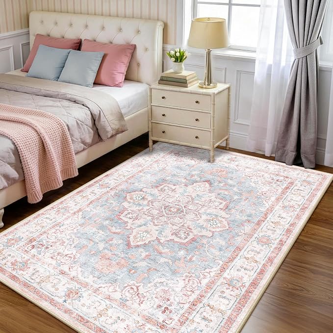 CAPALOCA Machine Washable Rugs Nursery Rug 4x6 Cute Girl Non Slip Low Pile - Image 2
