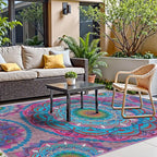 Arenarug Meditation Indoor Outdoor Rug 4x6 ft Mandala Pattern Rug Boho Style - Image 6