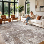 Large Washable Living Room Rug 10x14 – Modern Neutral Abstract Area Rug by BYYVOORugsforYourHome