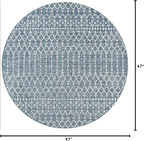 JONATHAN Y Moroccan Geometric Indoor Outdoor Round Area Rug 4 Ft Teal/Gray - Image 2