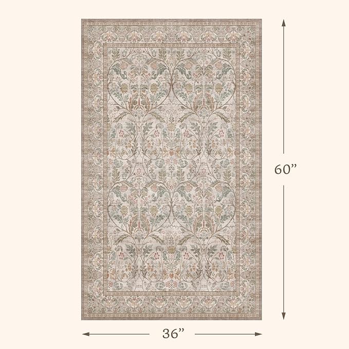 Moss Green Washable 3x5 Rug, Small Area Rug - Image 2