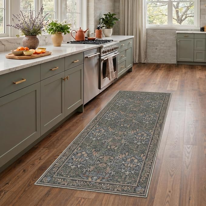 GENIMO Washable Rugs 8x10 for Living Room, Non Slip Vintage Floral Area Rug - Image 3
