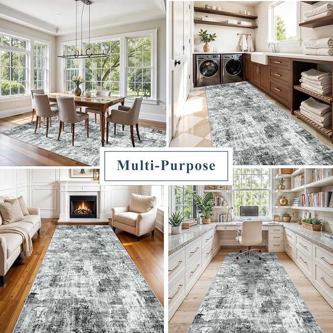 4x10 ft Extra Wide Hallway Rug – Non-Slip Washable Rubber-Backed Large Carpet - Image 4
