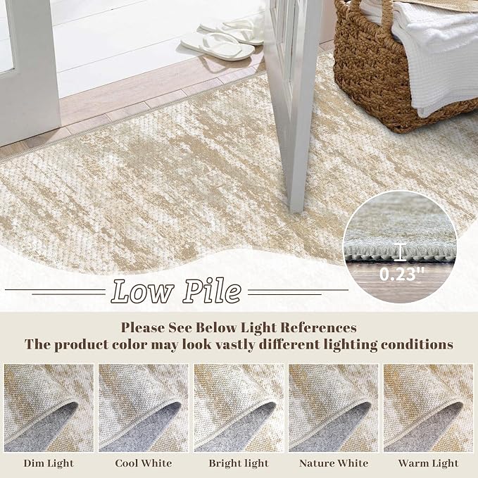 Abstract Washable Runner Rug 2x6, Hallway Rug Non-Slip, Woven Non-Shedding Thin - Image 4