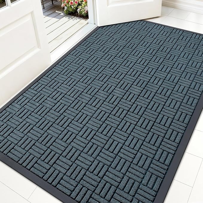 OLANLY Front Door Mat Outside Entrance 59x34, Heavy Duty Sturdy Natural Rubber by OLANLY