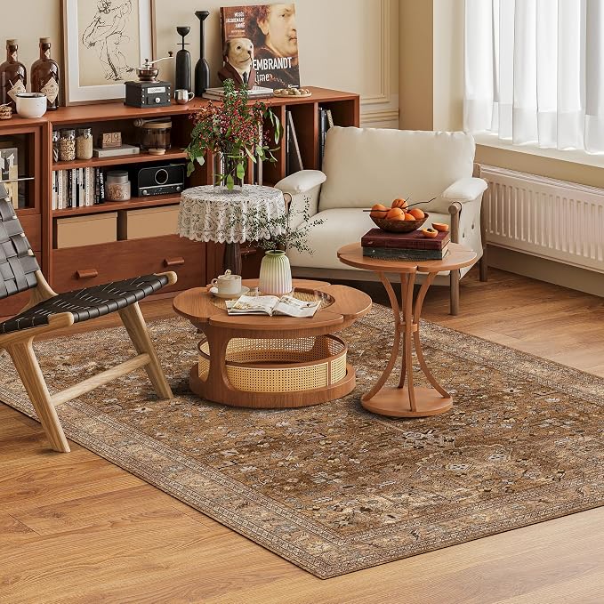Washable Area Rug 5' x 7' Vintage Traditional Persian Mat - Image 2