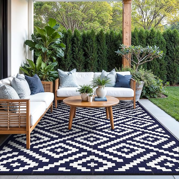 GENIMO Outdoor Rugs 8'x10' Waterproof, Reversible Mats, Area Plastic Straw Rug - Image 7