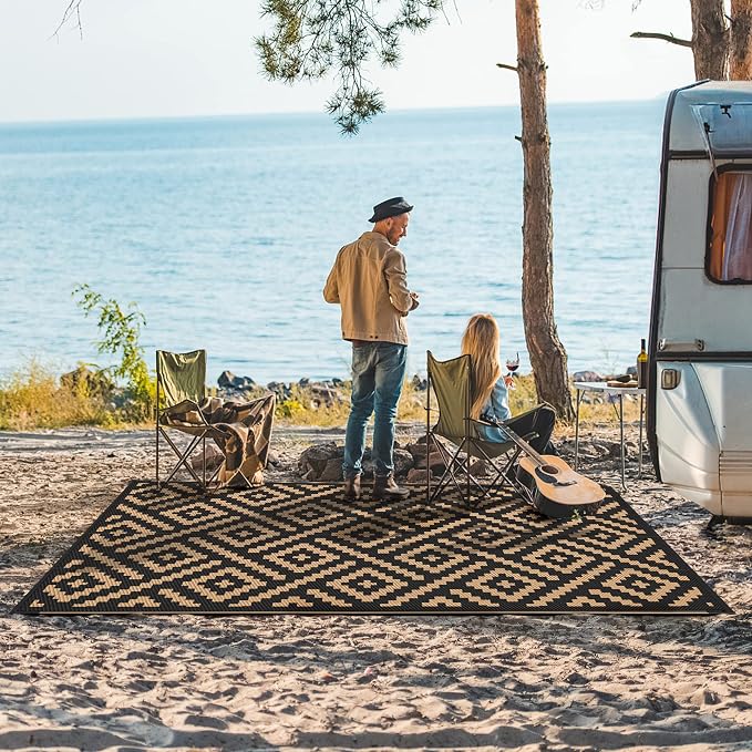 GENIMO 5'x8'Outdoor Rug Waterproof, Reversible Mats, Area Rug, Plastic Outside - Image 2