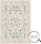Pink Floral Area Rug 6x9, Soft Washable Girls Bedroom Rug - Image 5