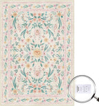 8x10 Pink Floral Area Rug, Large Washable Living Room Carpet - Image 5