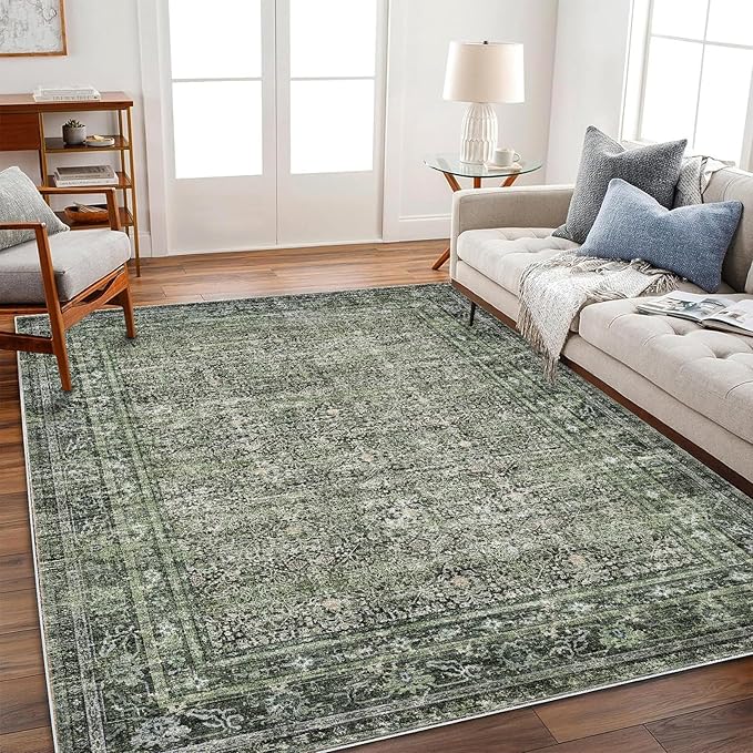 CHAMPLANT Washable Area Rug 10'x14' Boho Design Non-Shedding Easy Care Ideal - Image 2