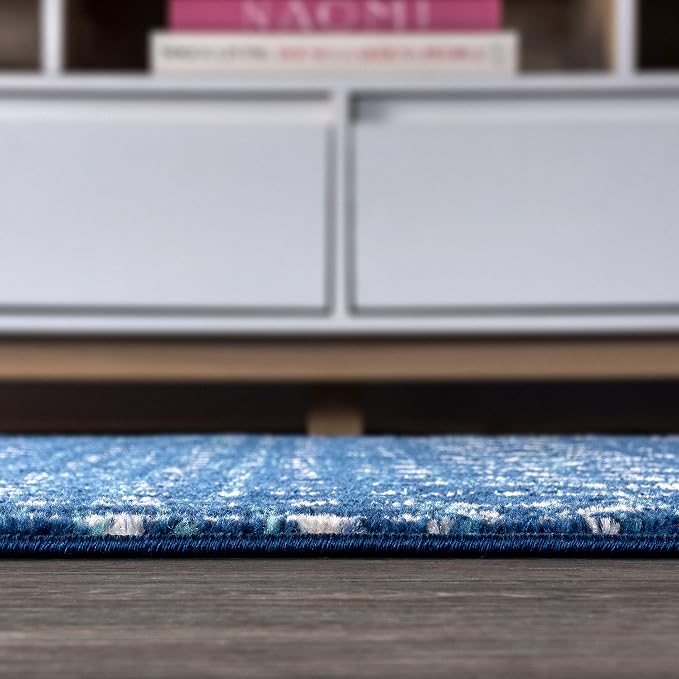 JONATHAN Y Boho Vintage Diamond Blue/White Indoor Area Rug 8X10 ft, Moroccan - Image 9