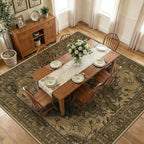 RELEANY Area Rugs Square 10ft Washable Non-Slip, Floral Vintage Distress by RELEANY