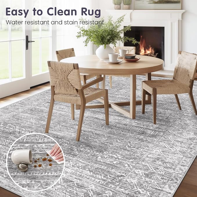 Washable Rug 9x12 Area Rugs: Modern Geometric Rugs - Image 8
