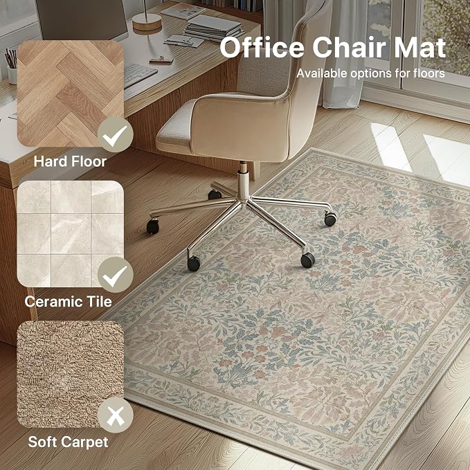 48"x60" Office Chair Mat for Hardwood Tile Floor, Under Desk Carpet Protector - Image 3