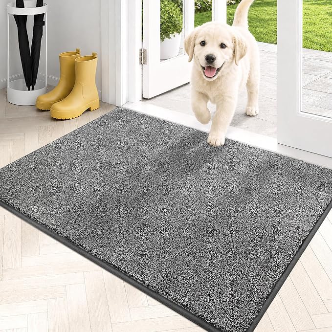 PURRUGS Dirt Trapping Door Mat 24" x 35.5", Non-Slip Machine Washable Entryway by PURRUGS