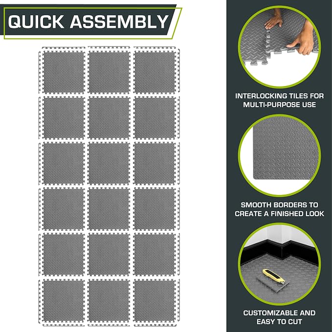 ProsourceFit Exercise Puzzle Mat 1/2-inch, EVA Interlocking Foam Floor Tiles - Image 5