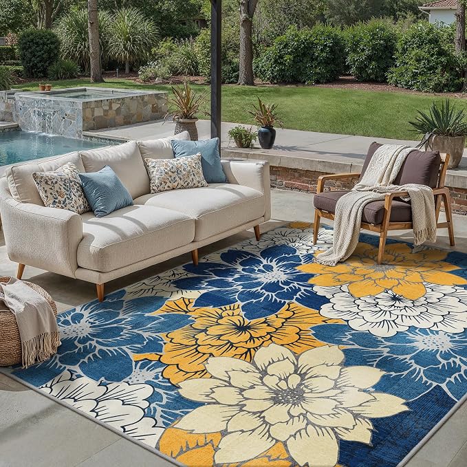 GENIMO Indoor Outdoor Area Rug 8'x10', Machine Washable Rugs - Image 6