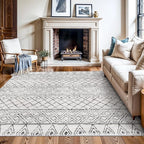 Square 6x6 Area Rug Moroccan: Machine Washable Non Slip Large Carpet by BYYVOORugsforYourHome