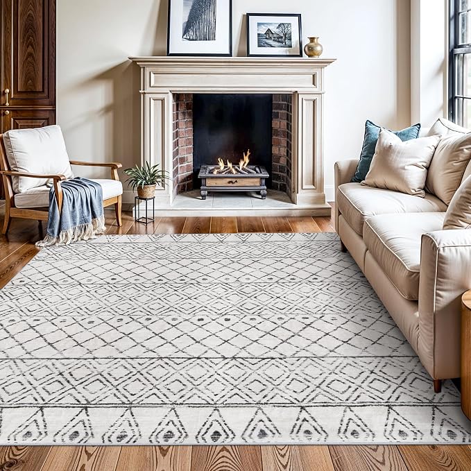 Square 6x6 Area Rug Moroccan: Machine Washable Non Slip Large Carpet by BYYVOORugsforYourHome