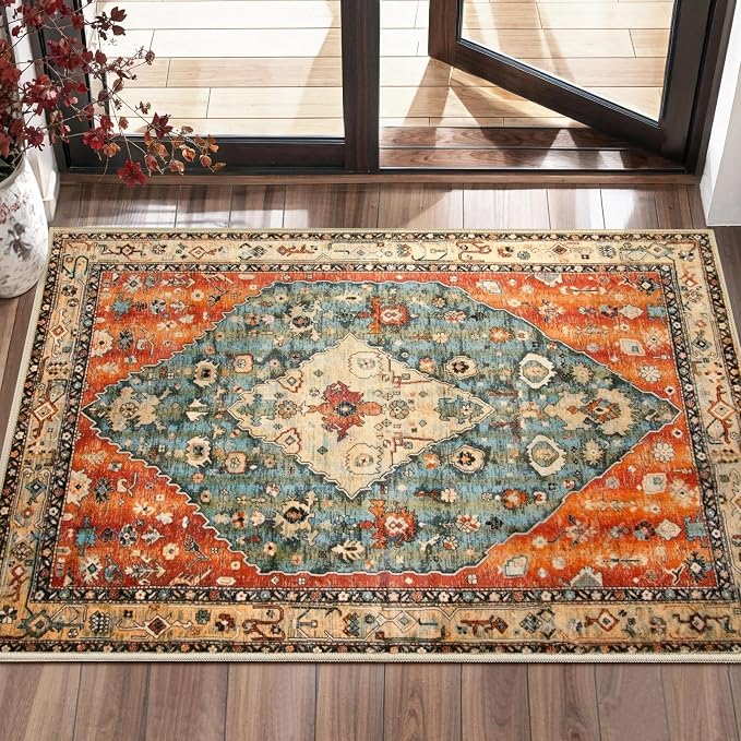 SERISSA Boho Rugs for Entryway, 2x3 Tribal Entryway Rug Non-Slip Washable Small by SERISSAHomeDecorCollection