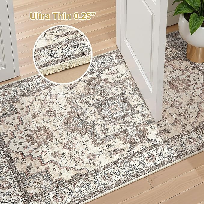 3x5 Area Rugs Living Room: Washable Vintage Rug Large Non-Slip Stain Resistant - Image 7