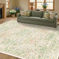 Beige Green 6x9 Washable Area Rugs by HazoHaus