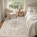 5x7 Area Rugs Living Room Rug: Washable Vintage Distressed Floral Rug No Slip - Image 4