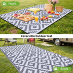 Smiry Waterproof Outdoor Rug 10X14 ft, Reversible Plastic Straw Patio Camping - Image 6