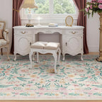 7x9 Pink Boho Floral Area Rug – Washable Non-Slip Soft Carpet - Image 3