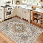 Madane Area Rug 4x6 Washable Rugs: Vintage Living Room Rug Soft Low Pile Non by Madane