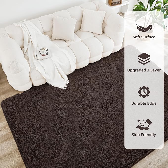 Litanika 8x10 Shag Area Rug for Living Room Bedroom, Non-Shedding Modern Indoor - Image 4